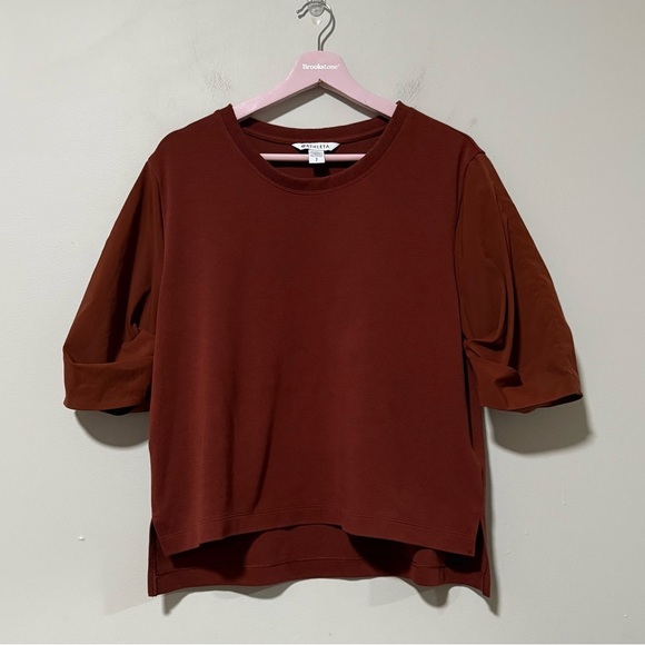 Athleta Harlow Hybrid Tee Ancient Mahogany Brown Size Small - Picture 2 of 8